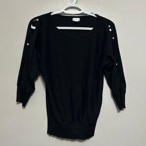 Spense Women's Blouse S Black 3/4 Sleeve Sweater Pearl Dolman Sleeve